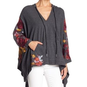 Johnny Was Hooded Poncho w Embroidered Flowers